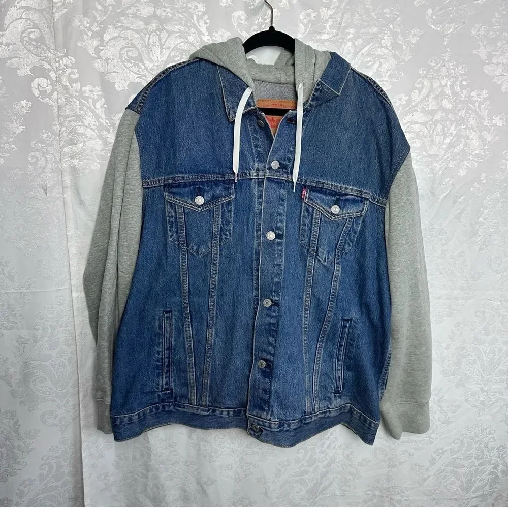 Levi's‎ Mens Hybrid Hoodie Denim Trucker Jacket